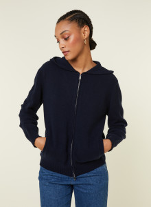 Zipped hoodie in recycled cashmere and wool - Alfred