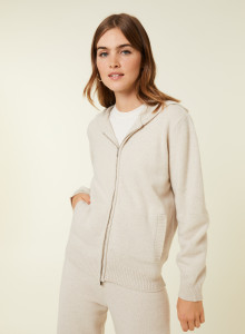 Zipped hoodie in recycled cashmere and wool - Alfred