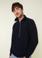 Pull col camionneur maille perlée en cachemire et laine recyclés - French