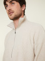 Pull col camionneur maille perlée en cachemire et laine recyclés - French