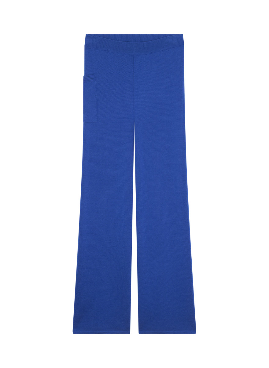 Pantalon à poches en laine mérinos - Gaetane 7841 saphir - 03 Bleu foncé