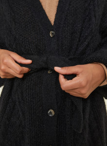 Manteau boutonné en mohair manches ballon - Galilee 7810 noir - 01 Noir
