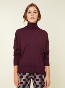 Merino wool turtleneck sweater with slits - Amy