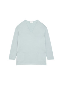 Loose V-neck sweater with pockets in merino wool - Albertine
