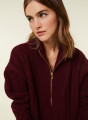 Pull col montant zippé en cachemire et laine recyclés - Lodric 7882 prune - 51 Bordeaux