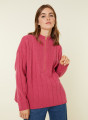 Pull col montant zippé en cachemire et laine recyclés - Lodric 7883 romance - 26 Rose foncé