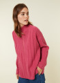 Pull col montant zippé en cachemire et laine recyclés - Lodric 7883 romance - 26 Rose foncé