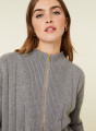 Pull col montant zippé en cachemire et laine recyclés - Lodric 7811 volute - 09 Gris moyen