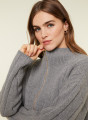 Pull col montant zippé en cachemire et laine recyclés - Lodric 7811 volute - 09 Gris moyen