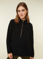 Pull col montant zippé en cachemire et laine recyclés - Lodric 7810 noir - 01 Noir