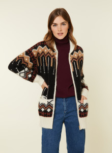 Mid-length zipped jacket with pockets in cocoon wool - Goia