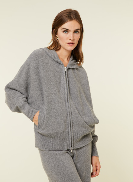Zipped cashmere blend hooded cardigan - Albin