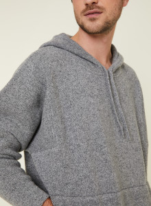 Hoodie à capuche avec poches en laine et cachemire - Fabio 7811 volute - 09 Gris moyen