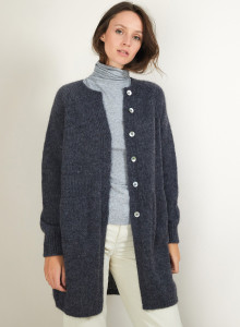 Long gilet 2 poches en mohair - Gaya 7011 ombre - 10 Gris foncé