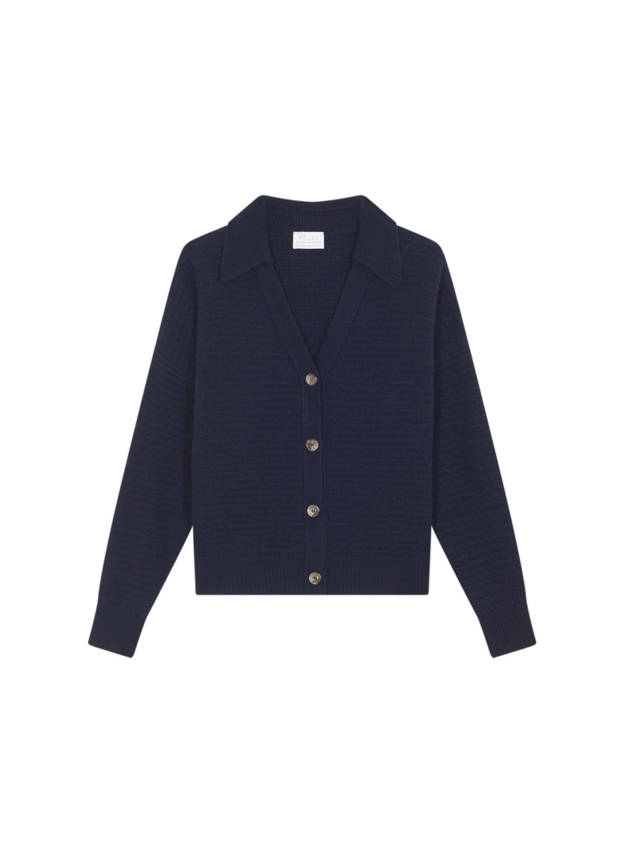Open polo neck cardigan in recycled cashmere and wool - Lisa