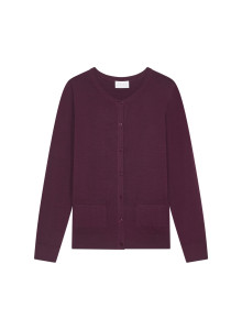 Buttoned round neck cardigan with pockets in merino wool - Amalia