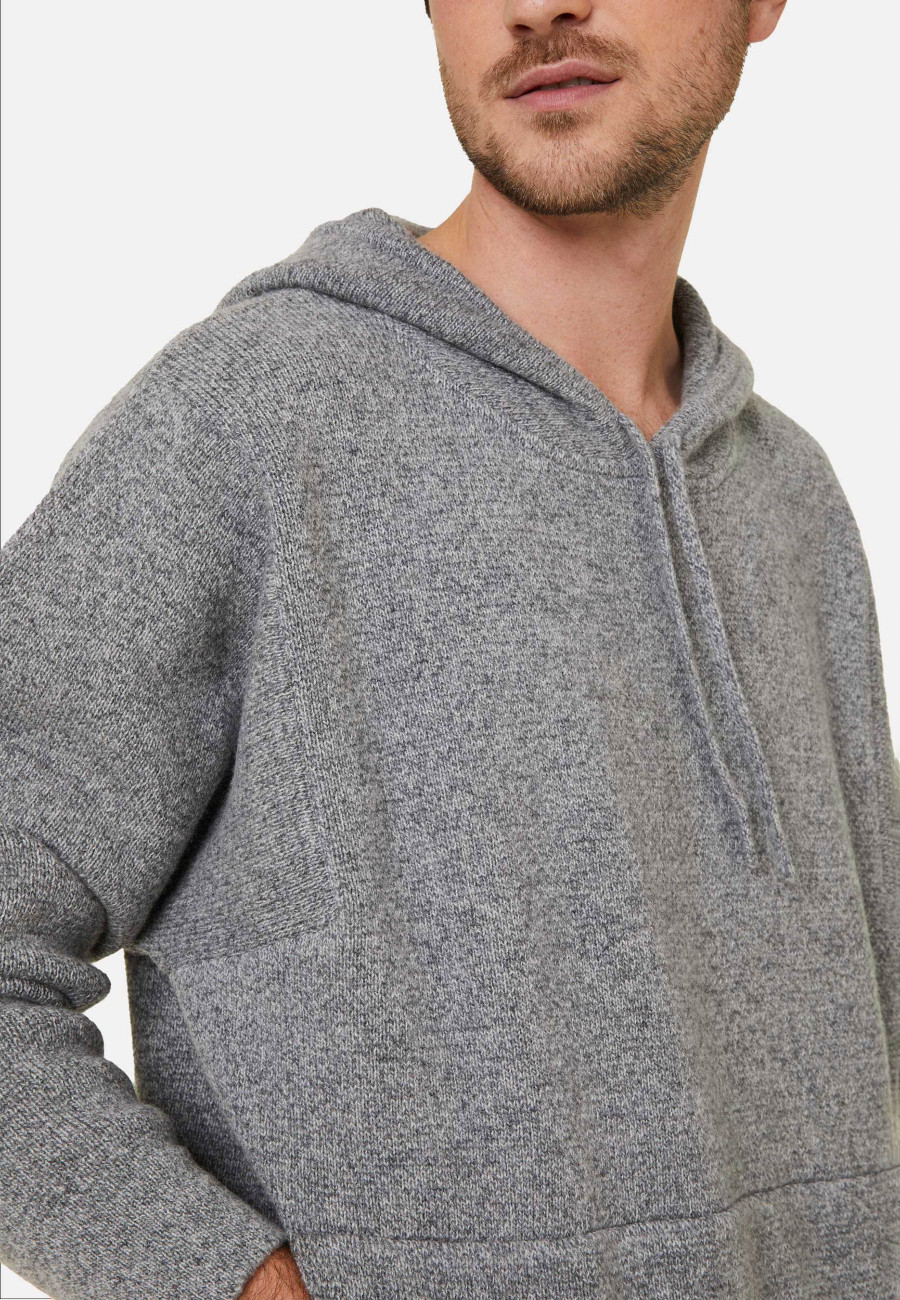 Hoodie à capuche avec poches en laine et cachemire
