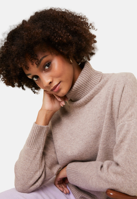 Turtleneck sweater with cashmere slits - Adena