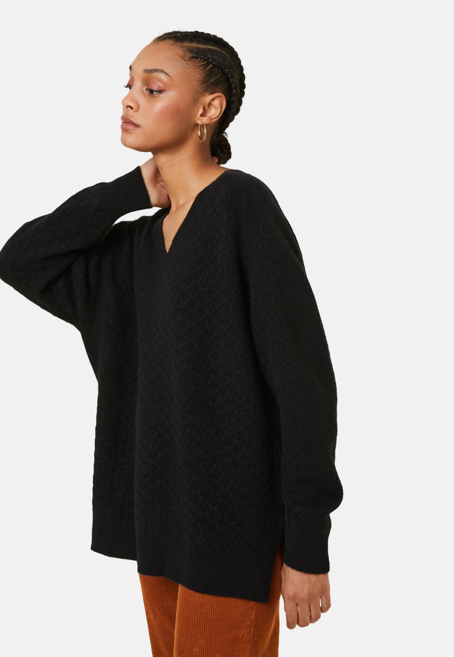 V-neck sweater with slits in cashmere dots - Giulia