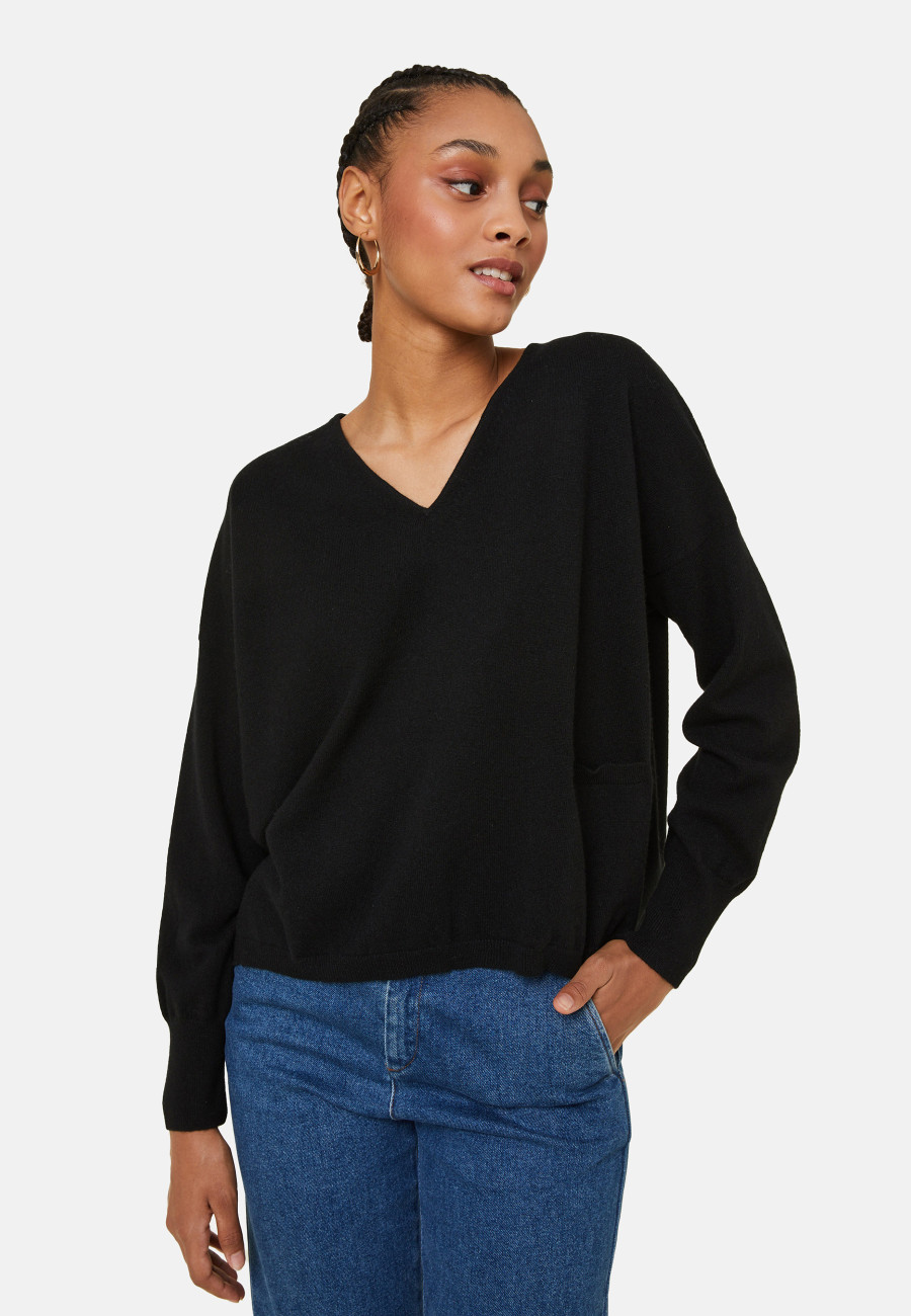 Short cashmere sweater with pocket - Balba