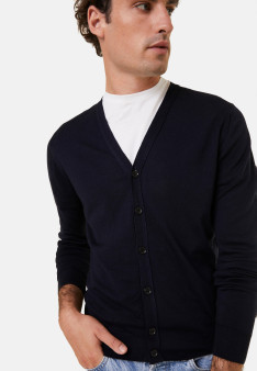 Buttoned vest with logo in merino wool - Etienne