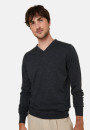Pull col V avec logo en laine mérinos - Elmo 7881 cerise - 51 Bordeaux