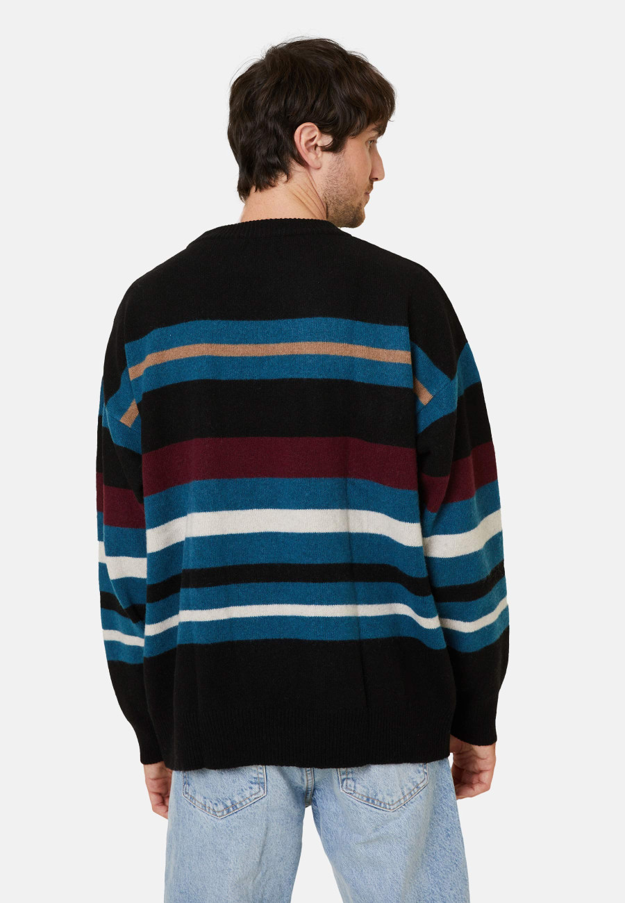 Round-neck striped sweater in recycled cashmere and wool - Fael