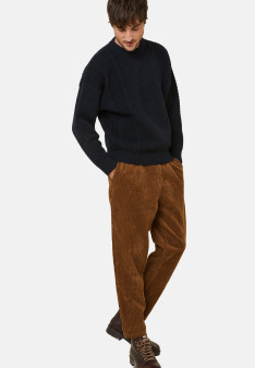 Round-neck waffle-knit sweater in wool and cashmere - Fall