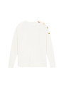 Pull col rond épaule boutonné en laine mérinos - Gao 7860 soleil - 89 Moutarde