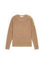 Pull col rond épaule boutonné en laine mérinos - Gao 7860 soleil - 89 Moutarde