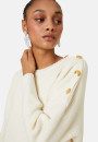 Pull col rond épaule boutonné en laine mérinos - Gao 7860 soleil - 89 Moutarde