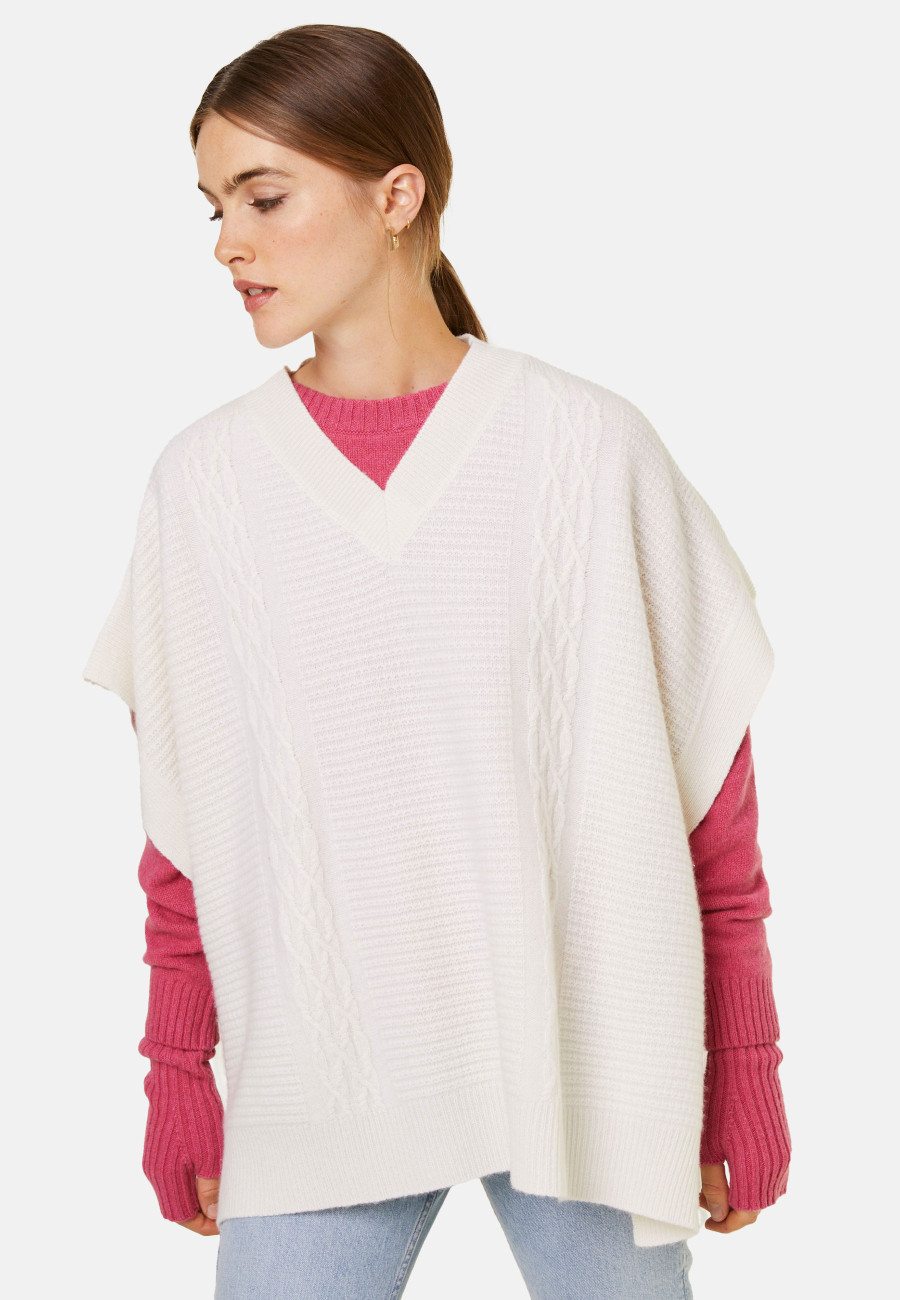 V-neck cape with cashmere dots - Gigi