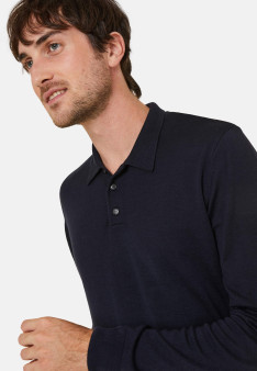 Pull col polo avec logo en laine mérinos - Eni