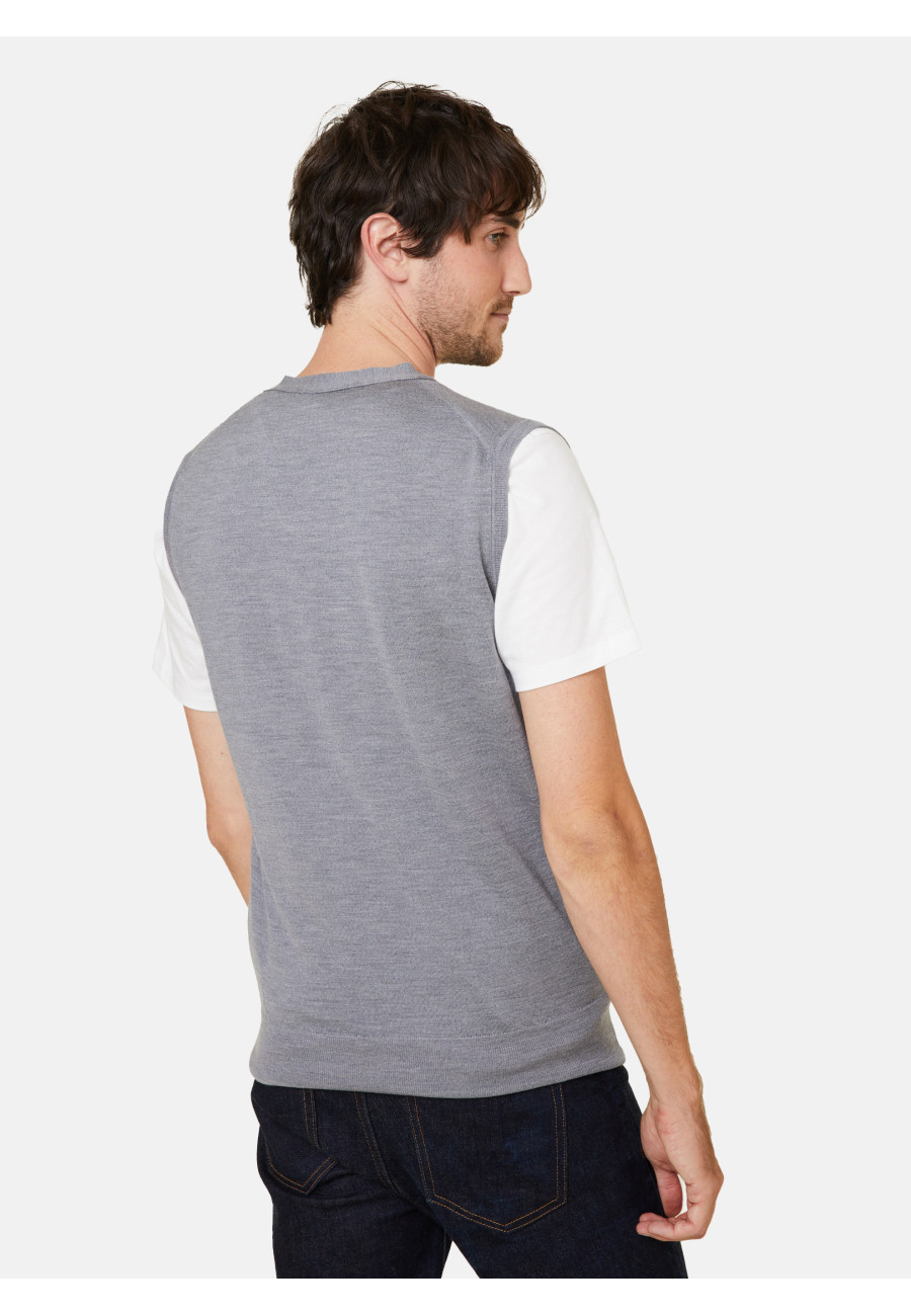 Sleeveless vest with logo in merino wool - Ernardo