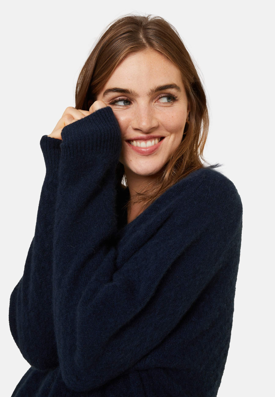 Pull col V à fentes jeux de points en cachemire - Giulia 7821 grege - 14 Beige foncé