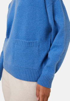 Pull ample à poches en cachemire et laine recyclés - Davina 7841 saphir - 06 Bleu moyen