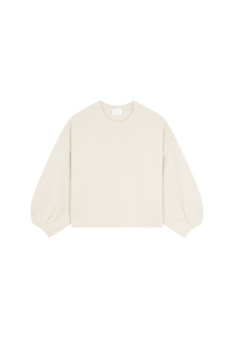 Round-neck sweater with balloon sleeves in recycled cashmere and wool - Lamara