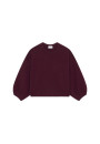 Pull col rond à manches ballon en cachemire et laine recyclés - Lamara 7882 prune - 51 Bordeaux