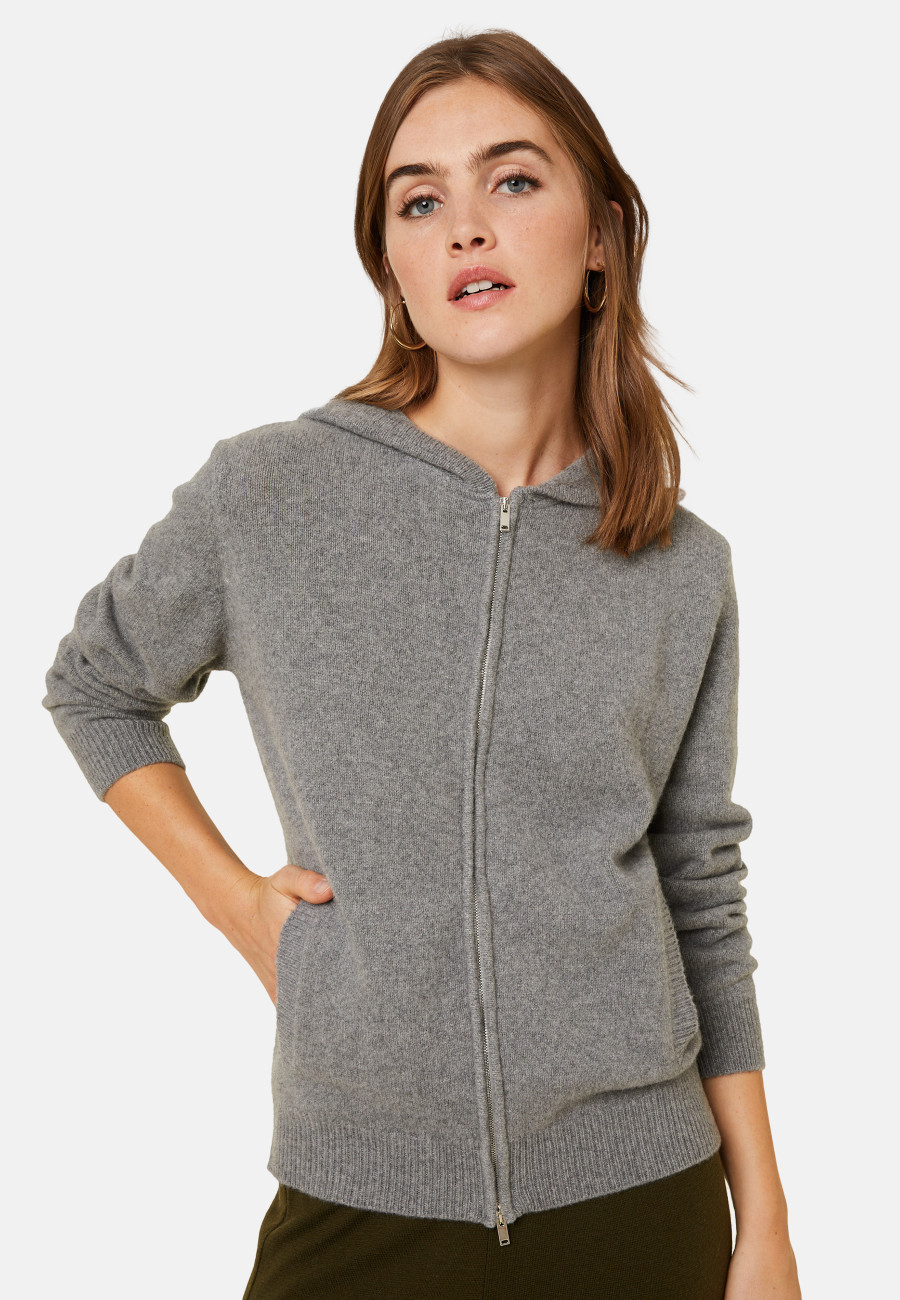 Zipped hoodie in recycled cashmere and wool - Alfred