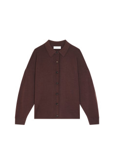 Merino wool polo neck button-down jacket - Gabriella