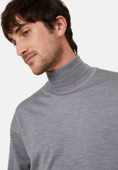 Turtleneck sweater with logo in merino wool - Enzo