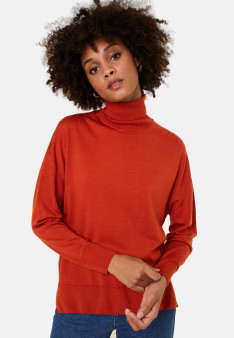 Merino wool turtleneck sweater with slits - Amy