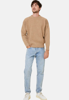 Round-neck waffle-knit sweater in wool and cashmere - Fall