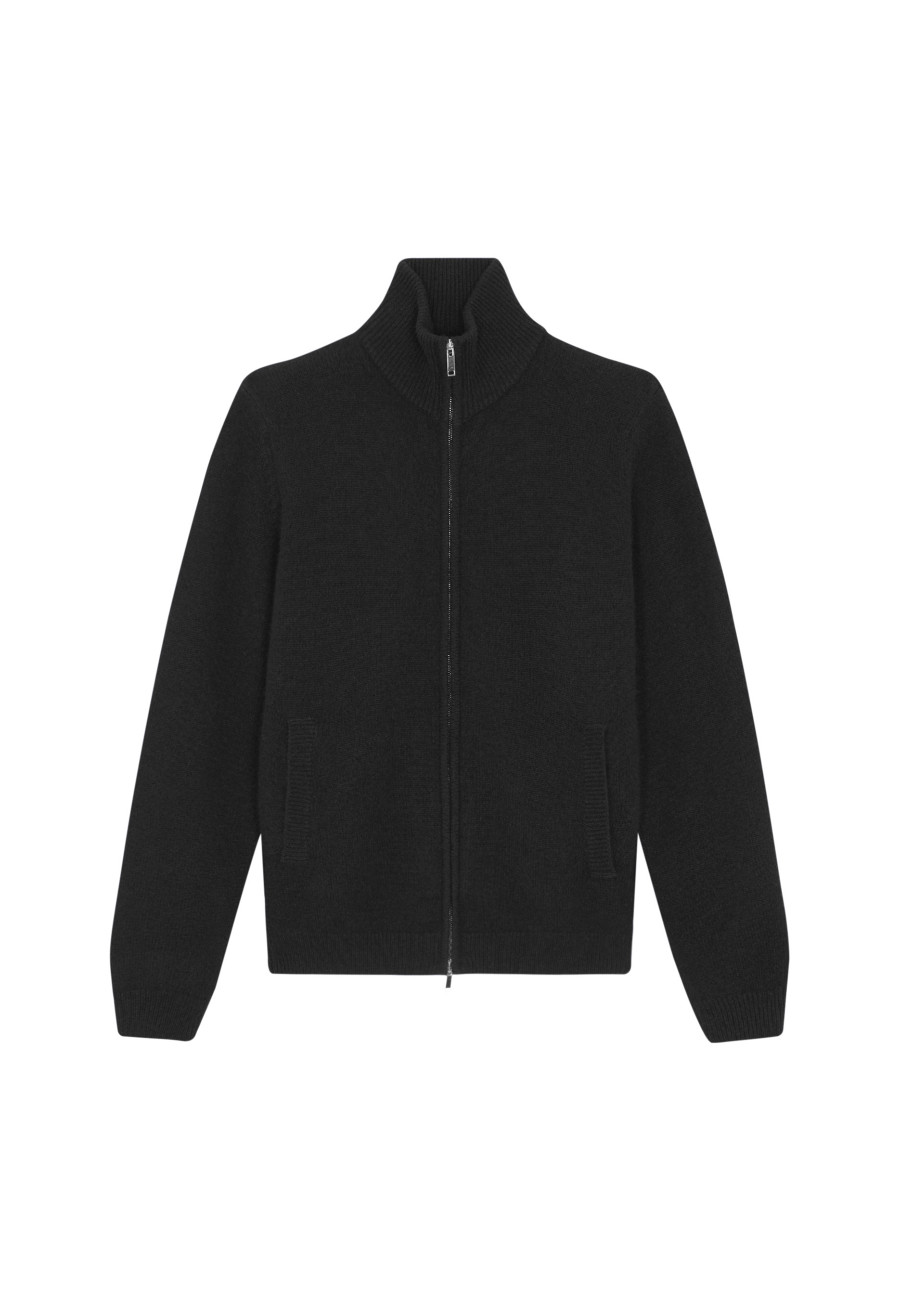 Veste zippée à poches en cachemire 4 fils - Balthazar 7810 noir - 01 Noir