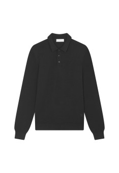 Pull col polo avec logo en laine mérinos - Eni 7810 noir - 01 Noir