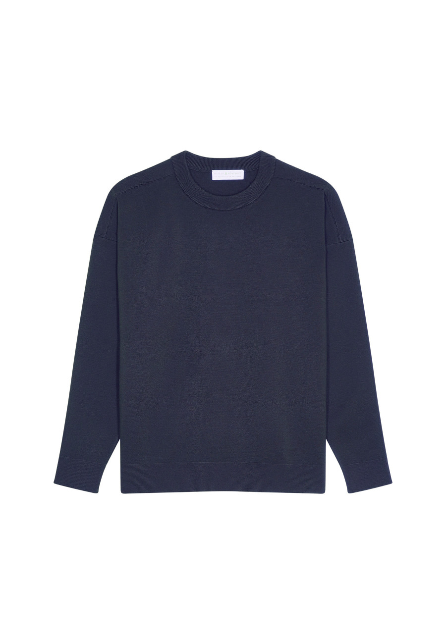 Pull ample col rond en laine mérinos - Felix 7840 marine - 05 Bleu marine