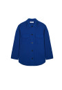 Veste boutonnée avec poches en laine mérinos - Giselle 7841 saphir - 03 Bleu foncé