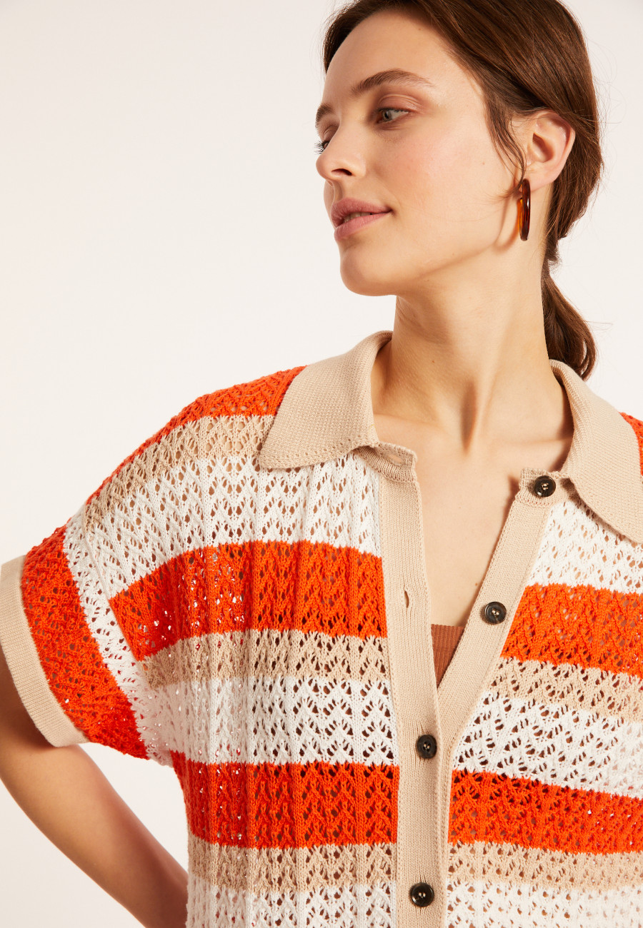 Organic cotton openwork blouse - Merlin