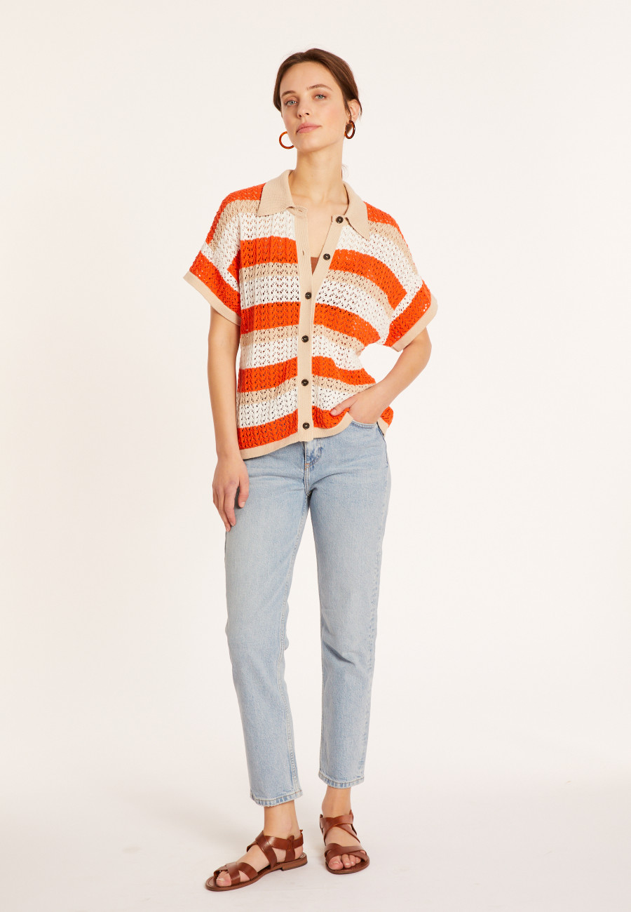 Chemisier ajouré en coton bio - Merlin 8120 - 15 Orange