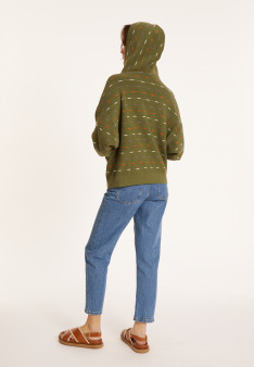 Organic cotton hoodie with tunisian collar - Melanie